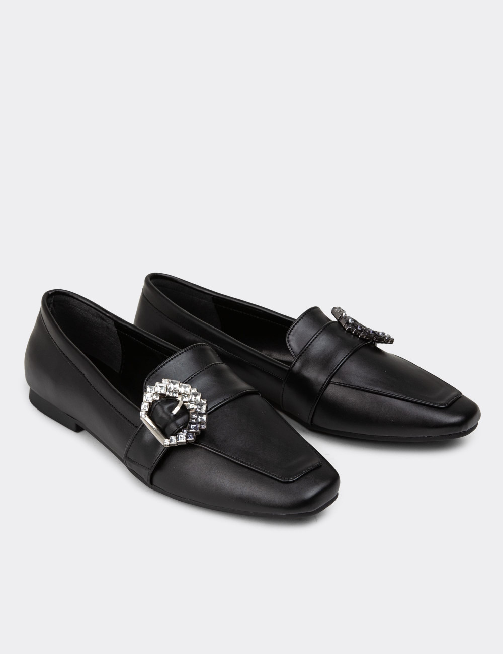 Siyah Kadın Tokalı Loafer Ayakkabı - K1211ZSYHC01