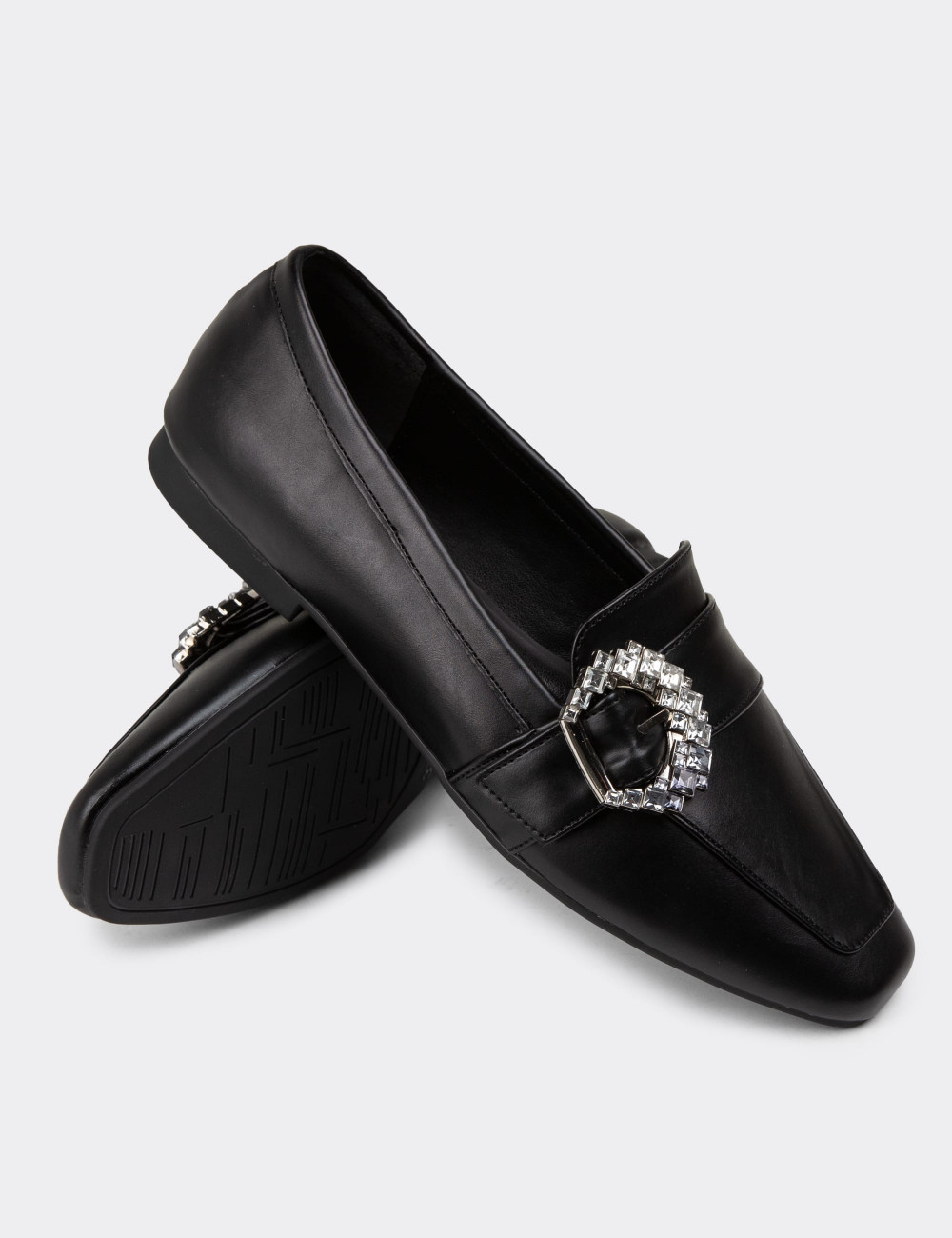Siyah Kadın Tokalı Loafer Ayakkabı - K1211ZSYHC01