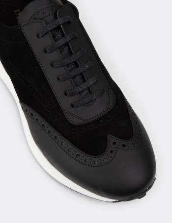Hakiki Süet Siyah Erkek Sneaker Ayakkabı - 00750MSYHE07