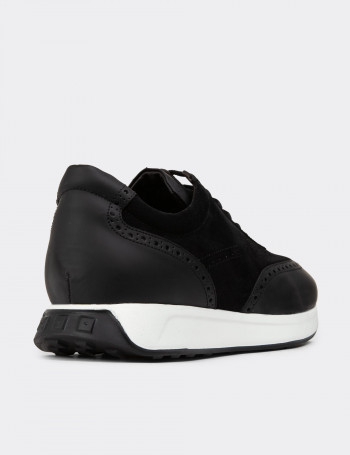 Hakiki Süet Siyah Erkek Sneaker Ayakkabı - 00750MSYHE07