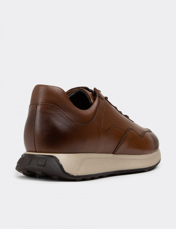 Hakiki Deri Taba Rengi Erkek Sneaker Ayakkabı - 01725MTBAE02