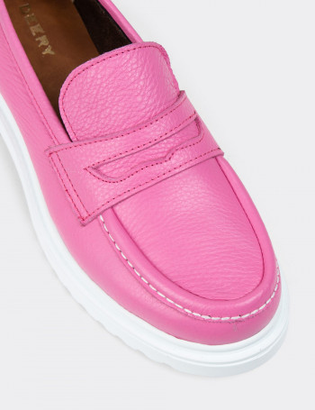 Hakiki Deri Pembe Kadın Loafer - 01903ZPMBP01