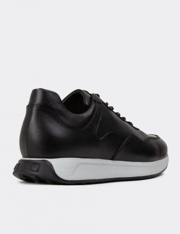 Hakiki Deri Siyah Erkek Sneaker Ayakkabı - 01725MSYHE05