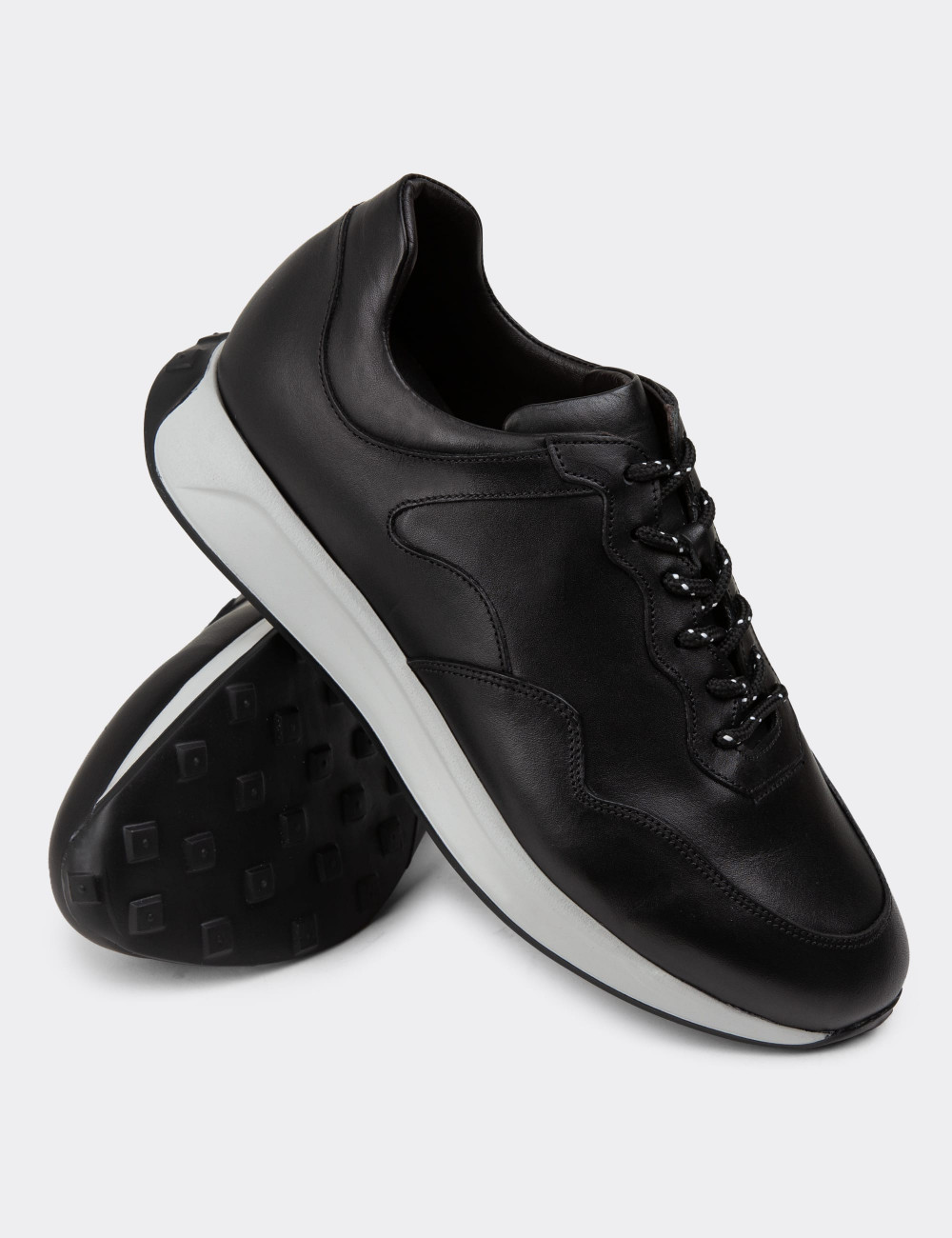 Hakiki Deri Siyah Erkek Sneaker Ayakkabı - 01725MSYHE05