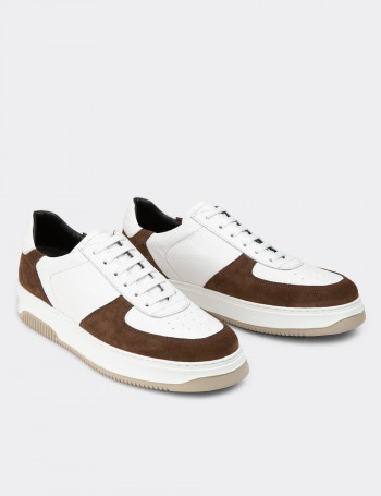 Hakiki Deri Kahverengi Erkek Sneaker Ayakkabı - 01965MKHVE02