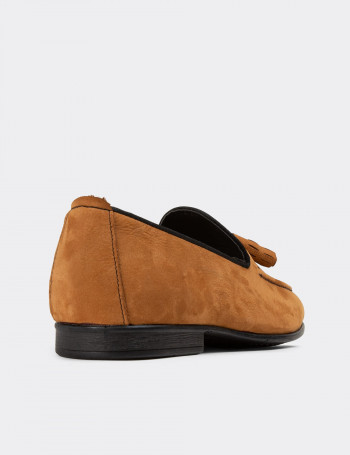 Hakiki Nubuk Taba Rengi Erkek Loafer Ayakkabı - 01701MTRNC01