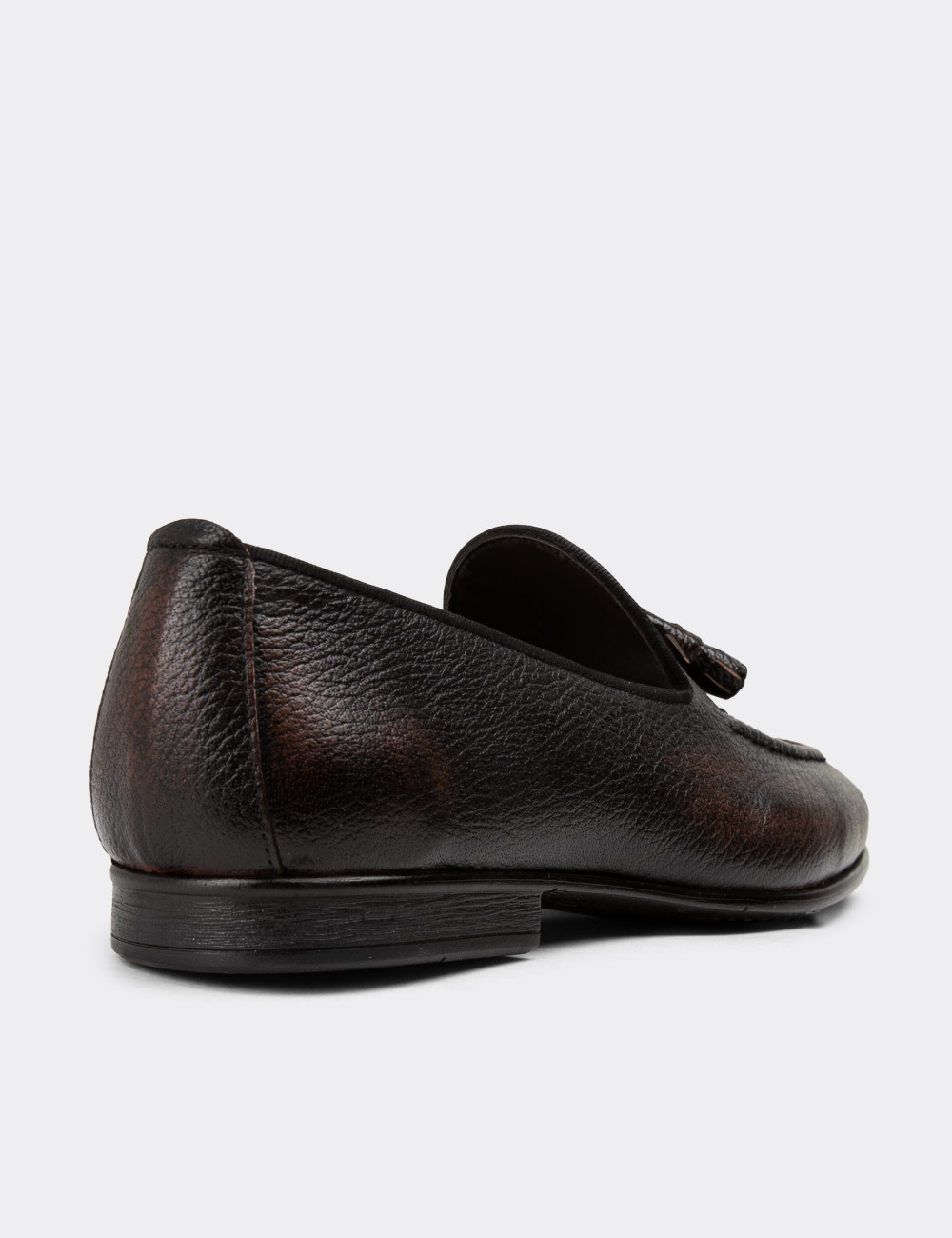 Hakiki Deri Kahverengi Özel Vintage Erkek Loafer - 01701MKHVC50