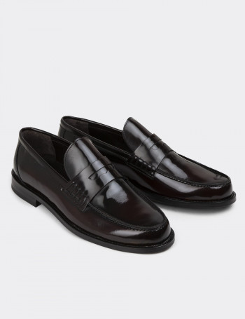 Hakiki Deri Bordo Erkek Makosen - 01538MBRDN02