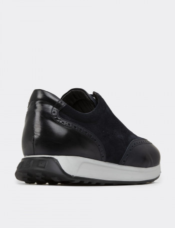 Hakiki Süet Lacivert Erkek Sneaker Ayakkabı - 00750MLCVE04