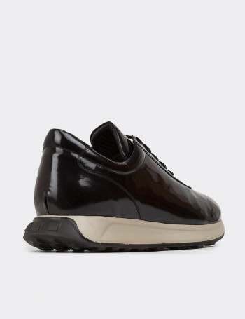 Hakiki Deri Bordo Erkek Sneaker Ayakkabı - 01983MBRDE01