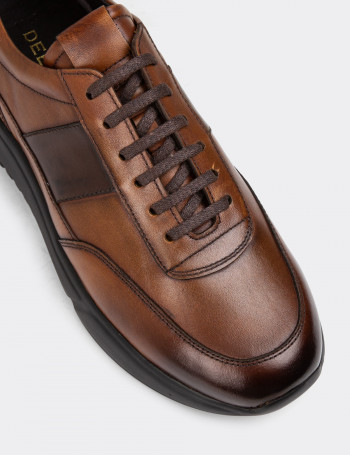 Hakiki Deri Taba Rengi Erkek Sneaker Ayakkabı - 01963MTBAE02