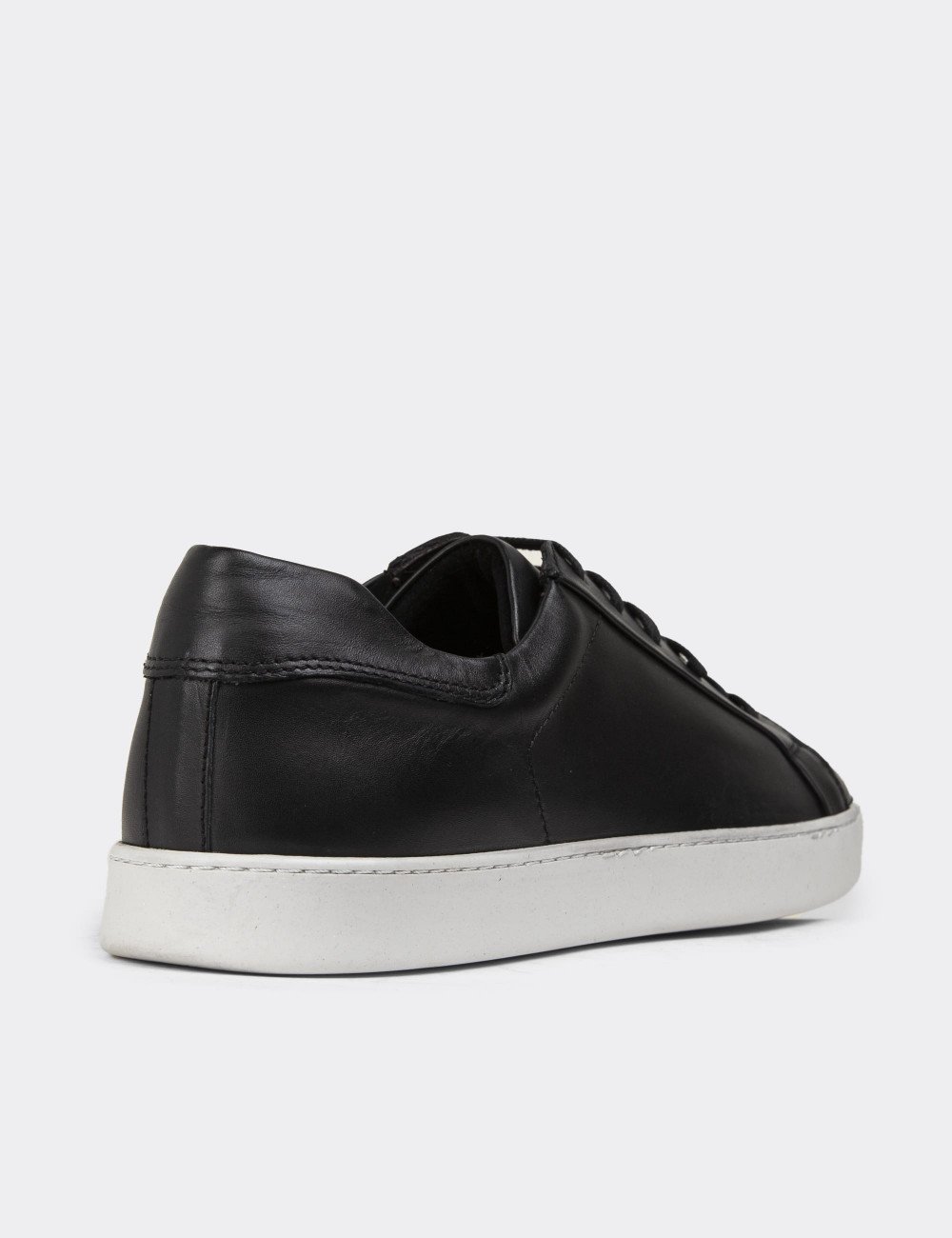 Hakiki Deri Siyah Erkek Sneaker Ayakkabı - 01955MSYHC02