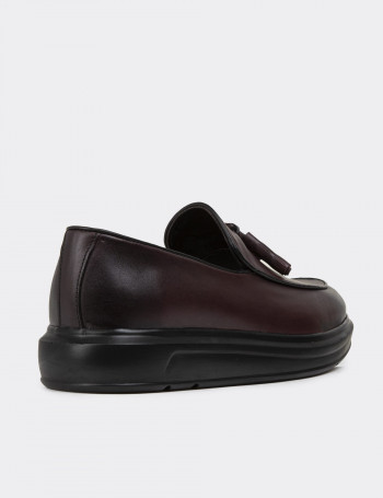 Hakiki Deri Bordo Comfort Erkek Loafer - 01840MBRDP02