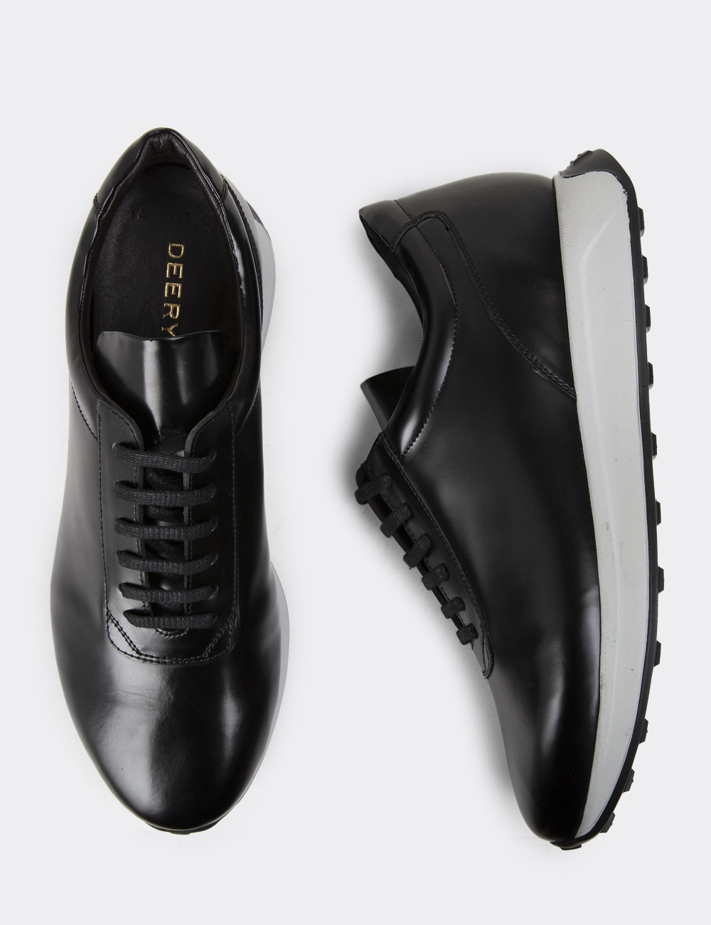 Hakiki Deri Siyah Erkek Sneaker Ayakkabı - 01983MSYHE01