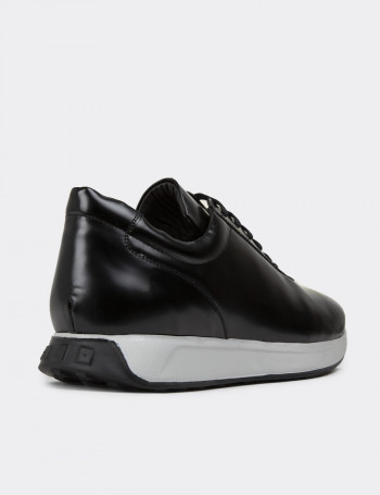 Hakiki Deri Siyah Erkek Sneaker Ayakkabı - 01983MSYHE01