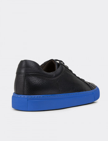 Hakiki Deri Siyah Erkek Sneaker Ayakkabı - 01829MSYHC10