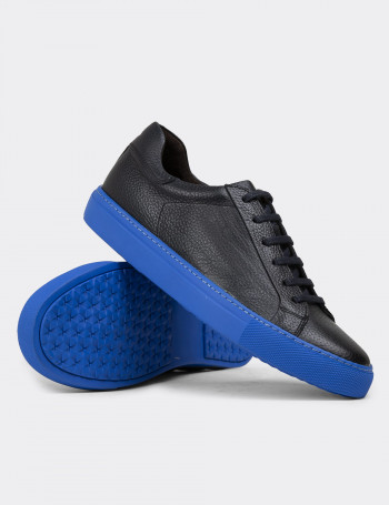 Hakiki Deri Siyah Erkek Sneaker Ayakkabı - 01829MSYHC10