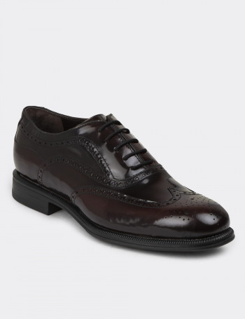 Hakiki Deri Bordo Oxford Erkek Klasik Ayakkabı