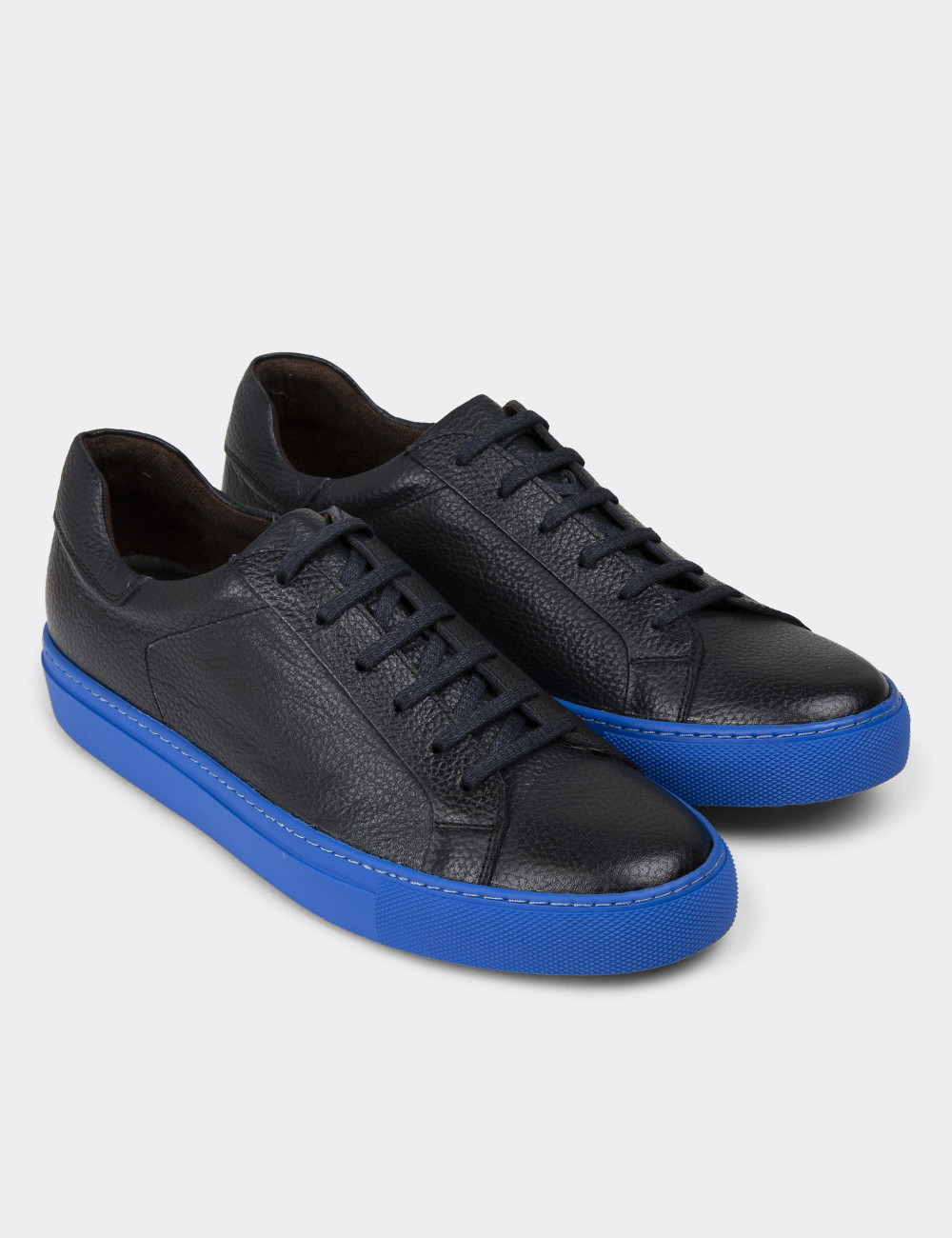 Hakiki Deri Siyah Erkek Sneaker Ayakkabı - 01829MSYHC10