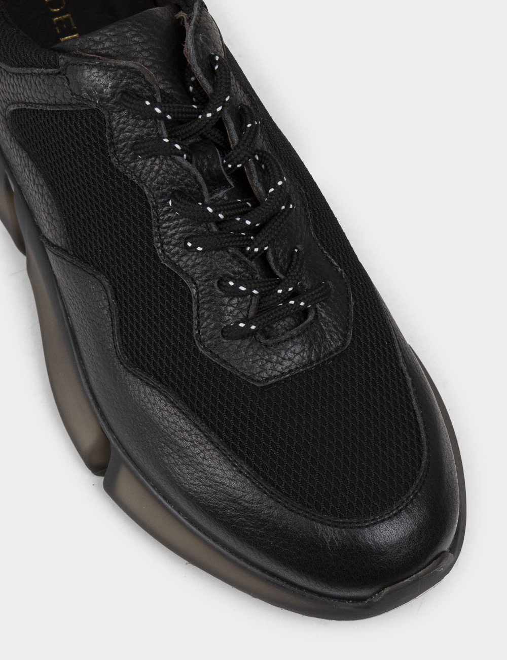 Hakiki Deri Siyah Erkek Sneaker Ayakkabı - 01725MSYHE07