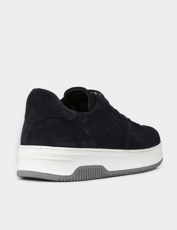 Hakiki Süet Lacivert Erkek Sneaker Ayakkabı - 01965MLCVE03