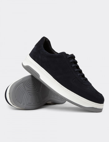 Hakiki Süet Lacivert Erkek Sneaker Ayakkabı - 01965MLCVE03