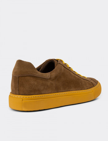 Hakiki Süet Taba Rengi Erkek Sneaker Ayakkabı - 01829MTBAC04