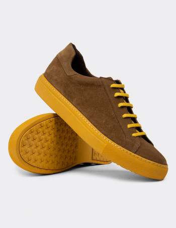 Hakiki Süet Taba Rengi Erkek Sneaker Ayakkabı - 01829MTBAC04