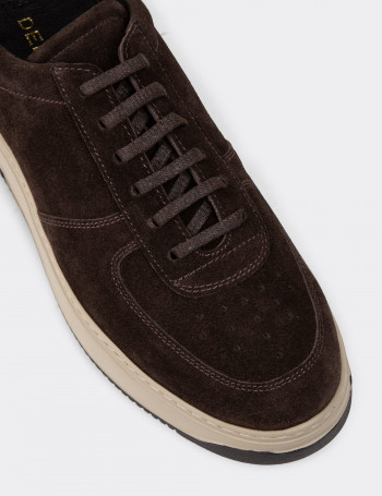 Hakiki Süet Kahverengi Erkek Sneaker Ayakkabı - 01965MKHVE04