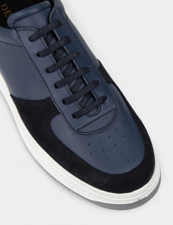 Hakiki Süet Mavi Erkek Sneaker Ayakkabı - 01965MMVIE02