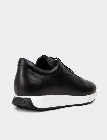Hakiki Deri Siyah Erkek Sneaker Ayakkabı - 01983MSYHE03