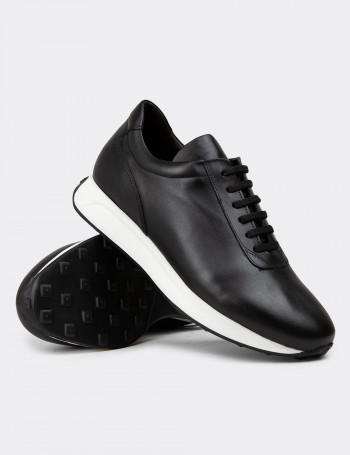 Hakiki Deri Siyah Erkek Sneaker Ayakkabı - 01983MSYHE03