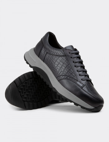Hakiki Deri Gri Erkek Sneaker Ayakkabı - 01984MGRIE01