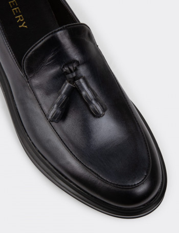 Hakiki Deri Antrasit Comfort Erkek Loafer - 01840MANTP01