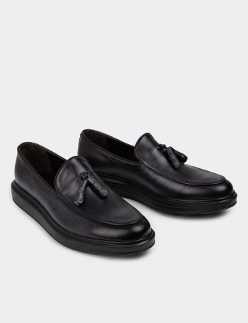 Hakiki Deri Antrasit Comfort Erkek Loafer - 01840MANTP01