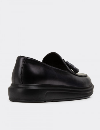 Hakiki Deri Antrasit Comfort Erkek Loafer - 01840MANTP01