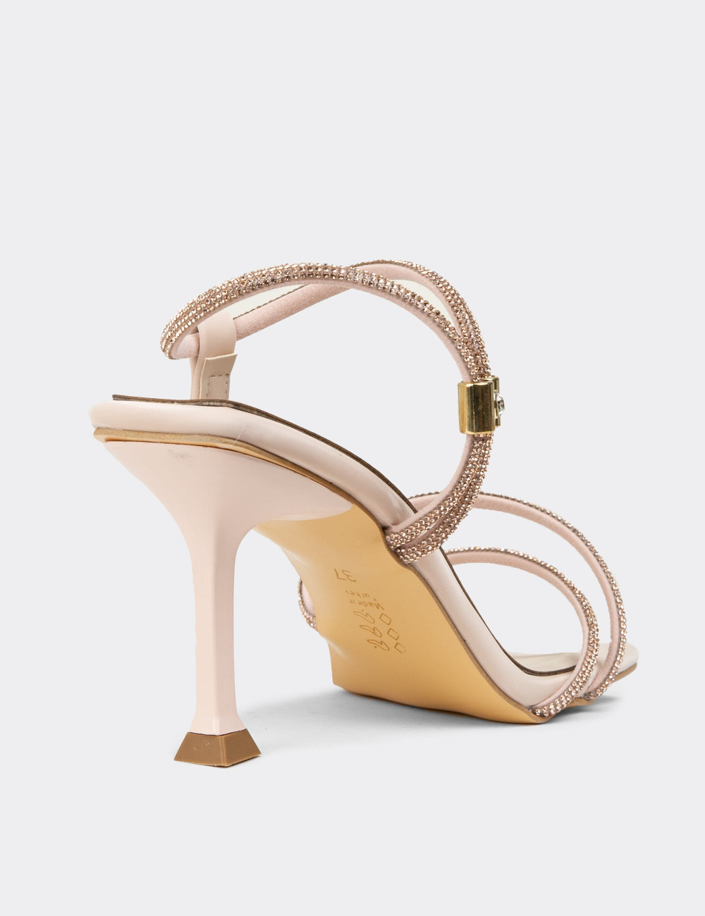 Bej Rengi Kadın Taş Detaylı Abiye Ayakkabı - K0210ZBEJM01
