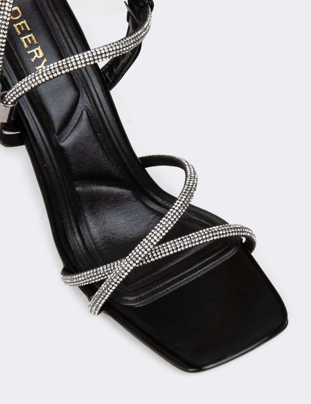 Siyah Kadın Taş Detaylı Abiye Ayakkabı - K0210ZSYHM01