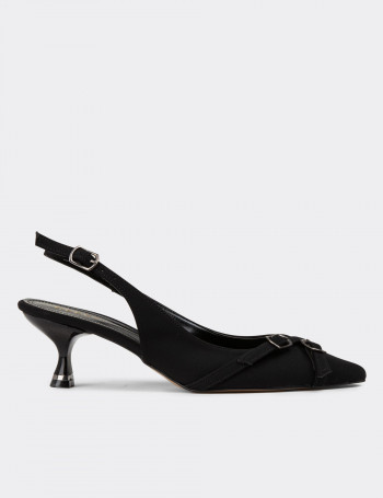 Siyah Kadın Bantlı Topuklu Ayakkabı - K0991ZSYHM01