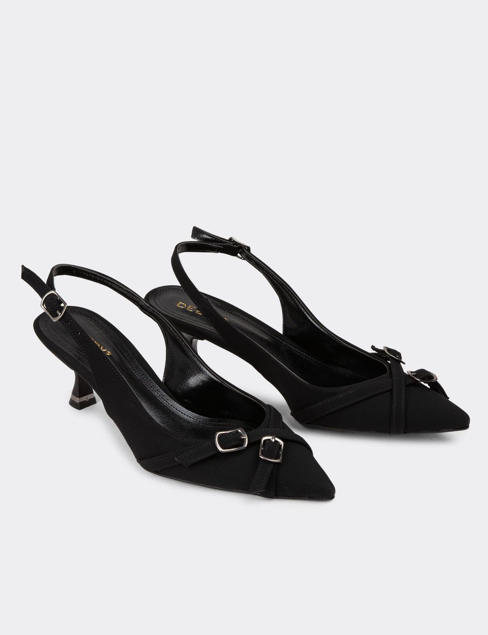 Siyah Kadın Bantlı Topuklu Ayakkabı - K0991ZSYHM01