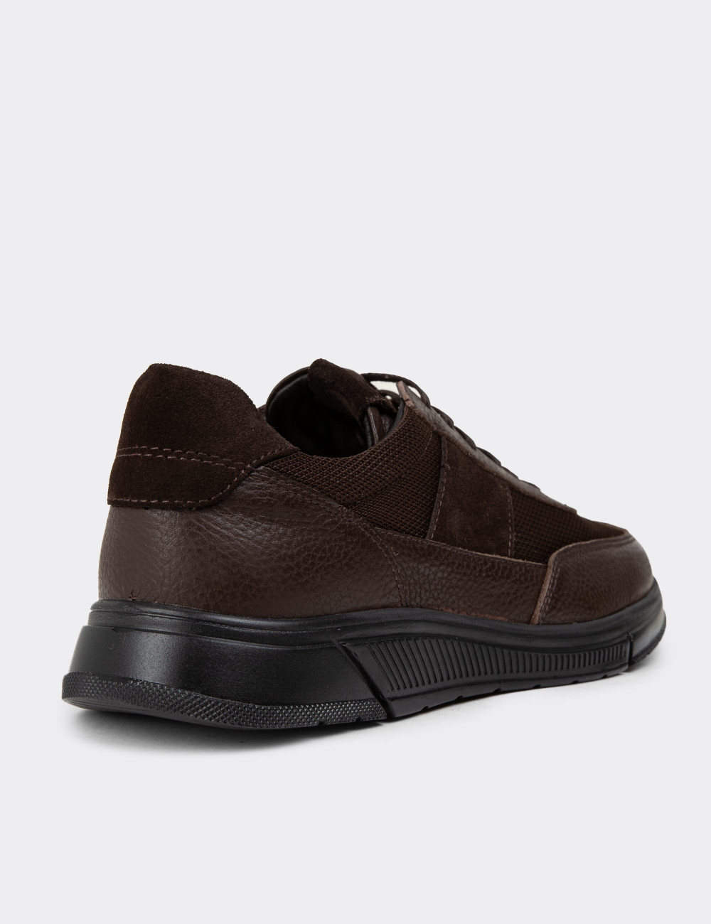 Hakiki Deri Kahverengi Erkek Sneaker Ayakkabı - 01963MKHVC01