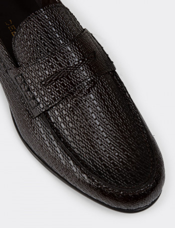 Hakiki Deri Kahverengi Erkek Loafer Ayakkabı - 01978MKHVC24