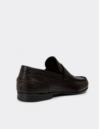 Hakiki Deri Kahverengi Erkek Loafer Ayakkabı - 01978MKHVC24