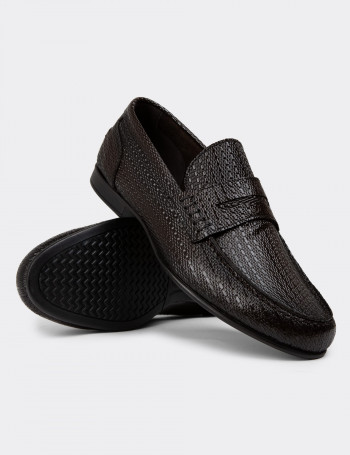 Hakiki Deri Kahverengi Erkek Loafer Ayakkabı - 01978MKHVC24