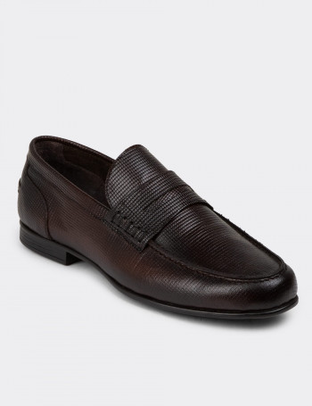 Hakiki Deri Kahverengi Erkek Loafer Ayakkabı