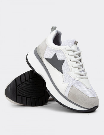 Beyaz Kadın Sneaker Ayakkabı - 55103ZBYZC03