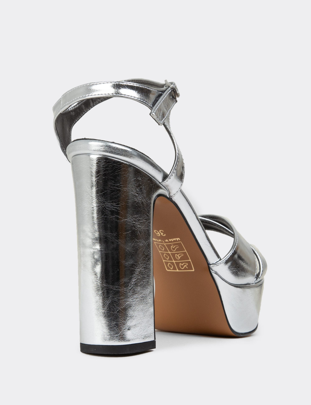 Gümüş Rengi Platform Topuk Kadın Abiye Ayakkabı - K2026ZGMSM01