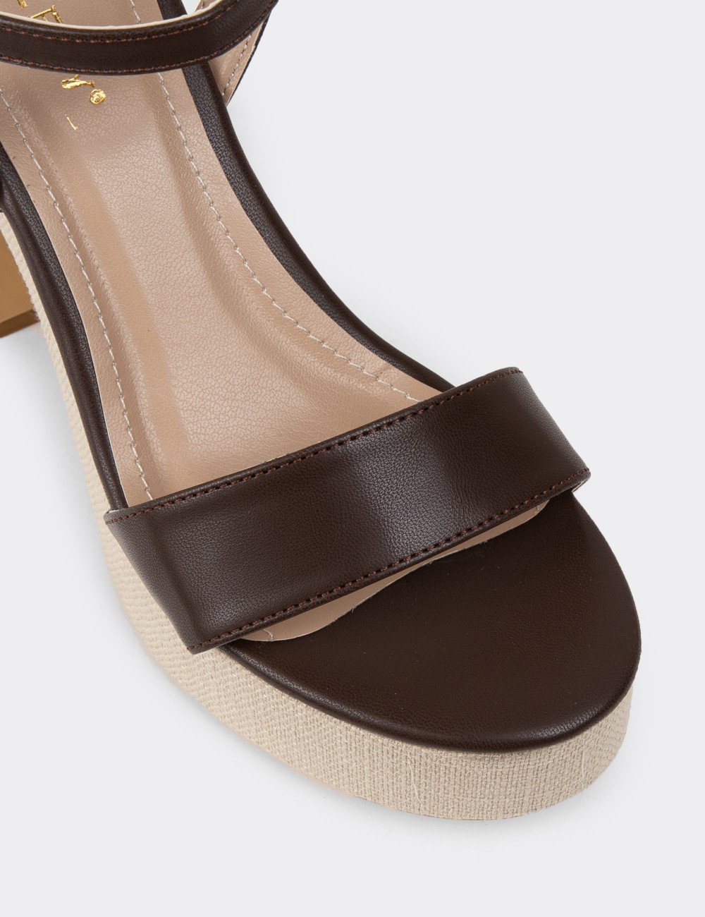 Kahverengi Platform Topuk Kadın Sandalet - K1040ZKHVM01