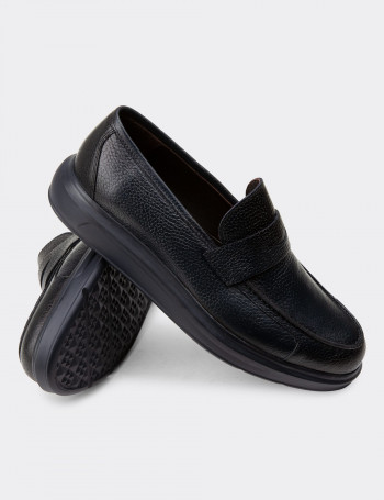Hakiki Deri Koyu Lacivert Comfort Erkek Loafer - 01564MLCVP17