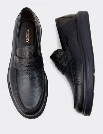 Hakiki Deri Koyu Lacivert Comfort Erkek Loafer - 01564MLCVP17